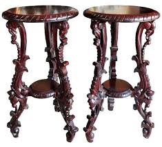 Pair Of Beautiful Carved Teak Wood End Tables From Indonesia Wood End Tables Teak Wood Teak