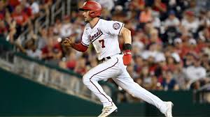 Los angeles dodgers' trea turner dives back to first base to tag up on a fly ball hit by max muncy during the second. Nationals Trea Turner Ties Record For Most Cycles In Mlb History Sporting News Canada