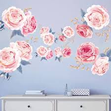 Visualizza altre idee su cornice di fiori, cornici, partecipazioni nozze. Amazon Com Decalmile Peony Flowers Wall Decals Romantic Rose Floral Wall Stickers Girls Bedroom Living Room Tv Wall Art Home Decor Kitchen Dining