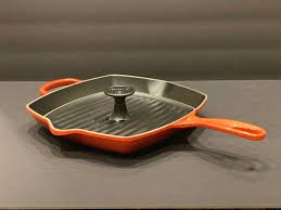 Le Creuset Enameled Cast Iron Non Stick Flame Grill Skillet Panini Press 26 Lecreuset Creuset Grill Skillet Le Creuset