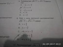Pelajari persamaan pertidaksamaan contoh soal. Nilai X Yang Memenuhi Pertidaksamaan Adalah No9 Brainly Co Id