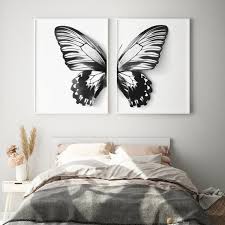 Black And White Wall Art Butterfly Wall Painting Butterfly Wall Art Butterfly Poster Black And White Set Of Etsy In 2020 Butterfly Wall Decals Butterfly Wall Nursery Wall Art Printable