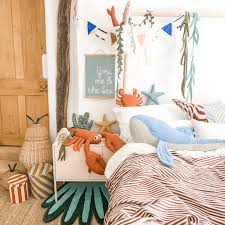 Seaside Bedroom Decor For Gender Neutral Theme Under The Sea Kids Room With Cool Lobster And Whale Stuffed To Sea Kids Room Ocean Kids Room Blue Nursery Decor