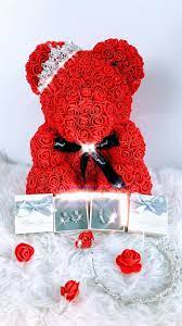 Order flower delivery to home, office, another city. Valentine S Day Gift 4 In 1 Rose Bear 40 Cm Real Crown Tiara Headband Encrusted Plus Acrylic Gift Box Christmas Gifts For Her Valentines Gifts For Her
