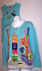 Has detachable velcro shoulder pads. Storybook Knits Sweater S New York Times Square World Trade Broadway 2pc Twinset Knitted Sweaters Sweaters Knitting