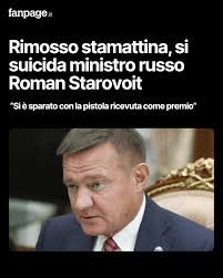 🔴 Ultim'ora Roman Starovoit, ministro russo dei Trasporti rimosso  stamattina da Putin, è stato trovato morto con un colpo d'arma da fuoco  nella sua auto