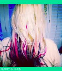 My hair is pink and black too!!! My Blonde Hair With Pink Dark Brownish Black Extensions Katie M S Photo Beautylish