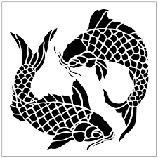 Black And White Stencil Koi Fish Design Pin On Stencil Stencil