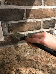 Faux Brick Backsplash Painting Technique For Fake Brick Panels Faux Brick Backsplash Fake Brick Wall Faux Brick