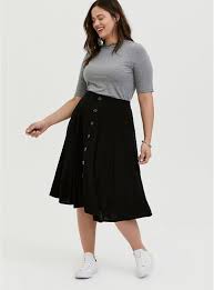 Black A Line Midi Skirt Plus Size Black Button Midi Skirt In 2020 Midi Skirt Skirts Plus Size Skirts