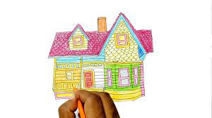Then, draw a vertical line extending down off of the 3 lowest points on the rhombus. How To Draw The House From Up Youtube