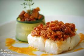 Cabillaud En Crumble De Chorizo Petite Fondue D Aubergine Recettes De Cuisine Cuisine Poisson Recette