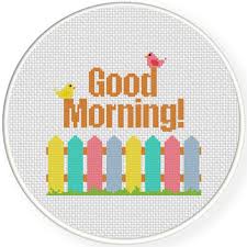 charts club members only good morning birds cross stitch pattern