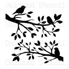 Transparent Bird On Branch Silhouette Birds On A Branch Silhouette Stencil 12 X 12 For Etsy Bird Stencil Silhouette Stencil Tree Stencil