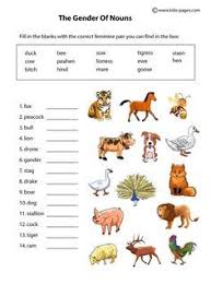 Kids Pages Nouns Gender Animals Nouns Worksheet Worksheets For Kids 2nd Grade Worksheets