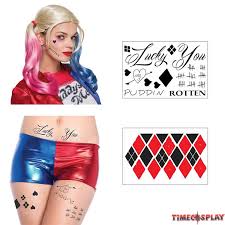 Inks with this nutty lady vary from large realistic portrait style ones to small and simple tattoo images presenting hearts, diamonds or words 'puddin', 'rotten', 'daddy's lil monster. Harley Quinn Tattoos Cosplay