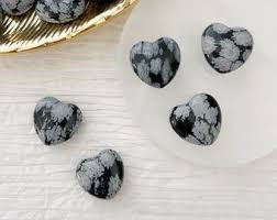 Polished Snowflake Obsidian Crystal Heart: Mini Metaphysical Stone (1 Inch) 