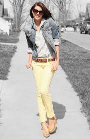 What I Wore Sunny Streak Yellow Jeans Yellow Pants Outfit Yellow Denim