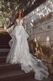 Eslieb High End Custom Made Mermaid V Neck Wedding Dress 2019 Detachable Train Wedding Detachable Train Wedding Dress Wedding Dress Train Wedding Dress Styles
