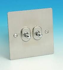 Brushed chrome 1 gang toggle switch. 2 Gang 2 Way Toggle Light Switch Brushed Chrome Chelsea F30bc