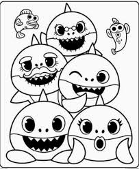 Baby Shark Family Pinkfong Super Simple Raskraska Akulenok Bejbi Shark In 2020 Kleurplaten