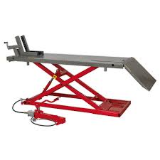 The motorcycle lift table was made with some really affordable materials, including some old shop overall, wood can be more affordable to build than steel. Hydraulic Motorcycle Lifts Stands Accessories Sealey