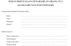 Surat keterangan penghasilan orang tua wiraswasta dari kelurahan Contoh Surat Keterangan Penghasilan Orang Tua