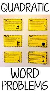 Quadratic Word Problems Tasks Trinomials Print And Digital Quadratics Word Problems Math Word Problems