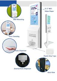 21 5 Floor Stand Automatic Hand Sanitizer Dispenser Digital Signage Kiosk Floor Standing Kiosk 3 Hand Sanitizer Dispenser Digital Signage Hand Sanitizer