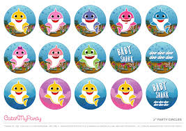 Free Printable 1st Birthday Baby Shark Cake Baby Shark Cupcake Toppers See More Party Ideas And Share Yours At Catchmyparty Com Shark Themed Birthday Party Shark Theme Birthday Happy Birthday Printable