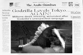 Godzilla Headlines The News Black And White Version S H Monsterarts Godzilla Kaiju Toy Art Toy Photography By Harold Ruiz Toys Photography Godzilla Art Toy