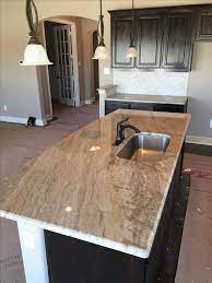 New Construction Kitchen Island Installation 3cm Astoria Granite Brown Bathroom Decor Countertops Granite Countertops
