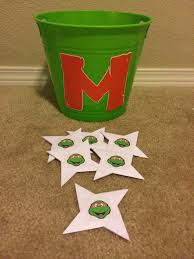 Ninja Star Toss Game Had Michaelangelo And Leonardo With Two Teams And Whoever Got The Most Stars Ninja Turtles Birthday Party Ninja Birthday Tmnt Birthday