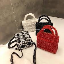 Diamond Bag Hand Woven Beaded Pearl Bag Crystal Bag One Shoulder Hand Held Stiletto Crossbody Bags For Women Top Handle Bags Aliexpress Pearl Bag Crystal Bags Braided Bag