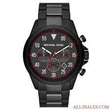 Black And Red Mens Watch Michael Kors Mk8332 Gage Black Chrono Date Red Dial Steel Bracelet Men Watch New Michaelkors Luxurysportst Watches For Men Michael Kors Mens Watches For Sale