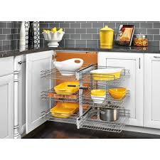 2/3 shelf shower corner rack organizer bathroom bath kitchen storage rack holder. Rev A Shelf 18 In Corner Cabinet Pull Out Chrome 3 Tier Wire Basket Organizer With Soft Close Slides 5psp3 18sc Cr The Home Depot