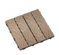 Patio Floor Tiles Pack of 22, WPC Wood-Plastic Composite. DIY Interlocking, Quick Deck, Court Tile. Water Resistant Indoor/Outdoor - 11.8" 3D TEAK