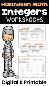 Halloween Integers Worksheets With Digital And Printable Options In 2020 Integers Worksheet Integers Math Activities