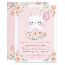 Cute Bunny Birthday Blush Pink Rose Rabbit Invitation Zazzle Com Bunny Invitations Bunny Birthday Blush Pink Rose