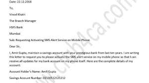 Sample request letter to branch manager for close bank account of company, business, school, college, university or personal/individual bank account and partnership bank account etc. Request Letter To Bank Manager For Activate Sms Alert Service