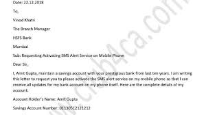 When we require bank services like a new atm card, mobile banking, internet banking, loans or other. Request Letter To Bank Manager For Activate Sms Alert Service