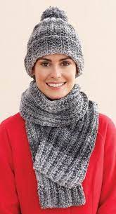 Rustic Ribbed Hat And Scarf In Lion Brand Tweed Stripes L0611e Scarf Knitting Patterns Knitted Hats Knitting Patterns Free Hats