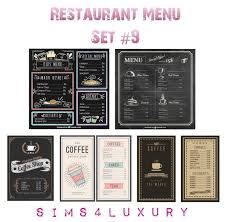 Restaurant Menu Set 9 At Sims4 Luxury Sims 4 Updates Sims 4 Sims Sims 4 Restaurant