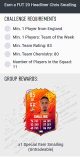 Another year, another edition of fifa to get our teeth stuck into. Fifa 20 Chris Smalling Headliners Sbc Requirements Fifaultimateteam It Uk