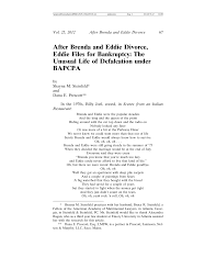 After Brenda and Eddie Divorce, Eddie Files for Bankruptcy: The Unusual  Life of Defalcation under BAPCPA