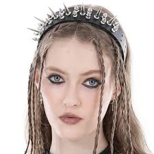 Dark Black Steampunk Punk Spike Nail Headband