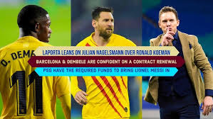 Rb leipzig boss julian julian nagelsmann has impressed since becoming manager of rb leipzig ernesto valverde's barcelona future is unclear and leipzig man could be option Joan Laporta Aims To Renew Dembele S Contract This Summer Lionel Messi Nagelsmann Ilaix Moriba Youtube