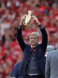 Arsene Wenger Awarded Gold Unbeaten Trophy During Emirates Send Off As His Microphone Cuts Out During Farewell Speech