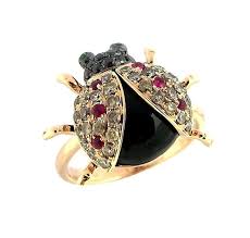 Black Onyx And Ruby Ladybug Ring In 18k Rose Gold Only 1 295 00 Animal And Insect Jewelry Insect Jewelry Black Diamond Jewelry Jewelry