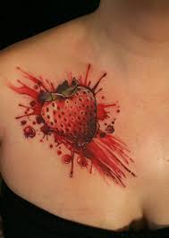 Splatter Berry Tattoo Strawberry Tattoo Red Ink Tattoos Ink Tattoo